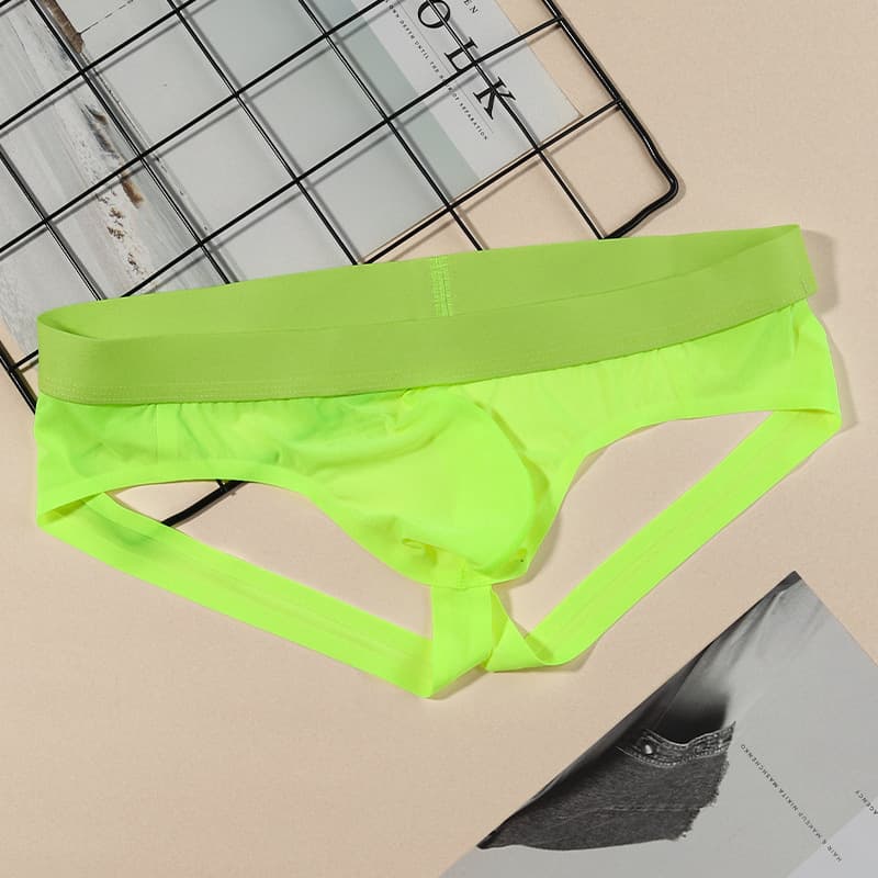 Cross-border Sexy Men's Double-Strap Thong Low-Rise Sport Thong Underwear Solid Color Ice Silk Men's Pants
