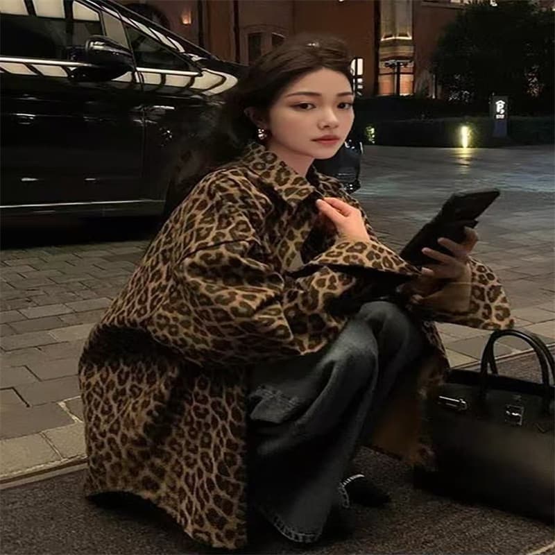 Hong Kong Retro Leopard Print Shirt Jacket for Women Spring Autumn New Design Sense Niche Loose Lazy Style Relaxed Fit