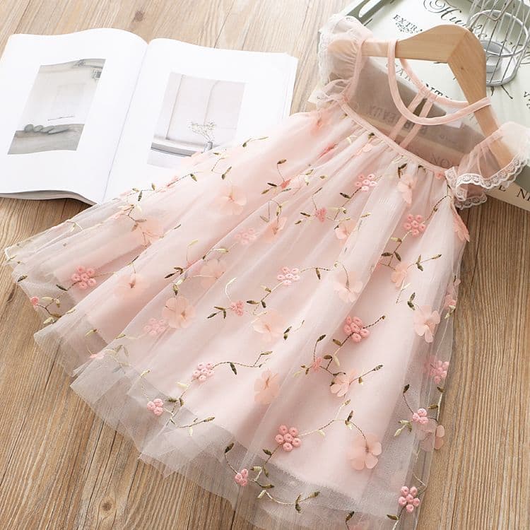Girls' Tulle Skirt Dress, Children's Summer Outfit, Princess Dress for Girls, Baby Sleeveless Dress, 6-Year-Old Girl Dress