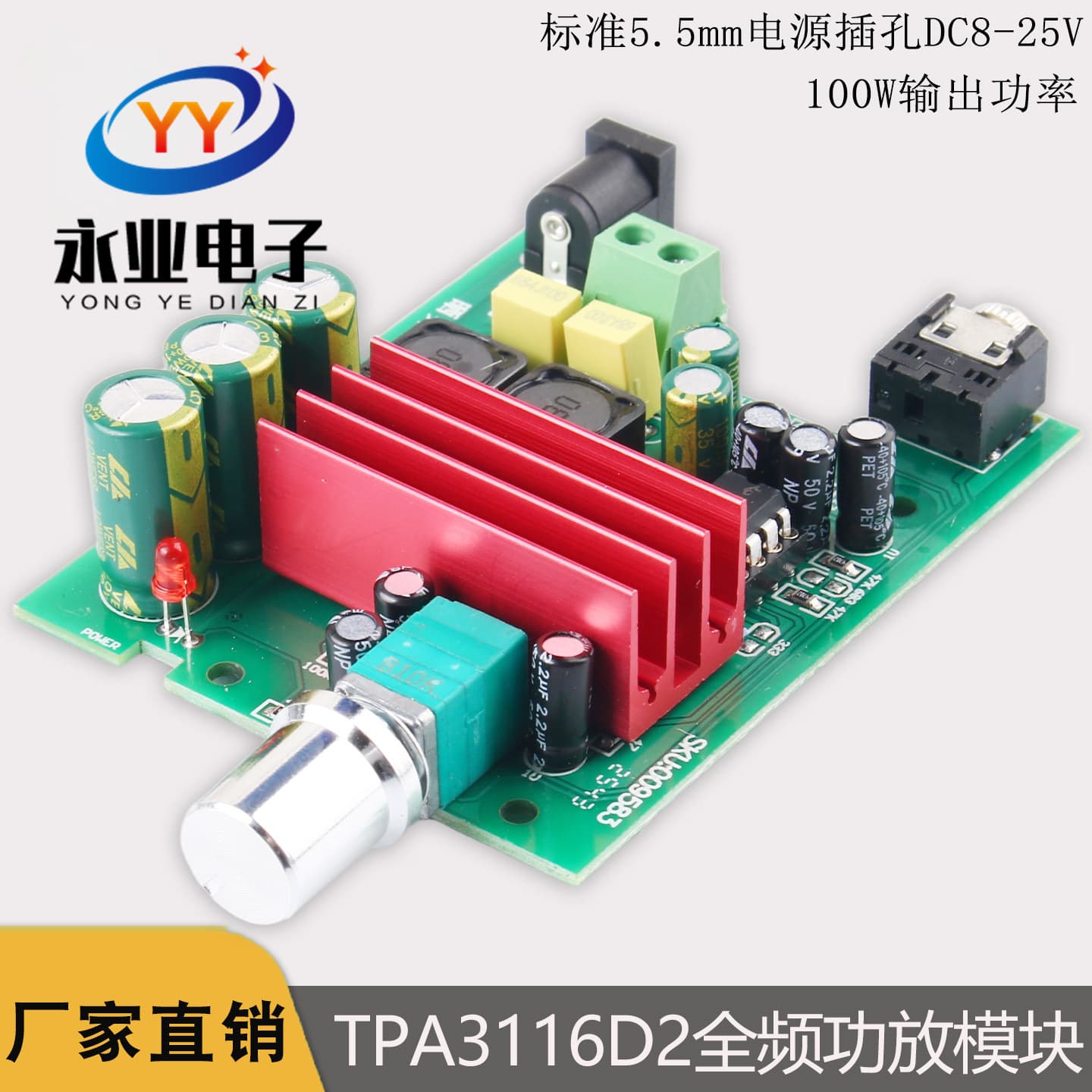 Mono Full Range Digital Amplifier Board 100W High Power Amplifier Module TPA3116 Domestic Chip DC 8-25V