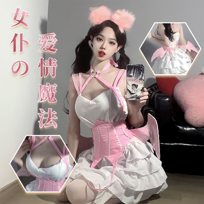 Cute soft girl sexy lingerie COS series sexy cream sweetheart maid outfit devil pure sweet girl suit wholesale