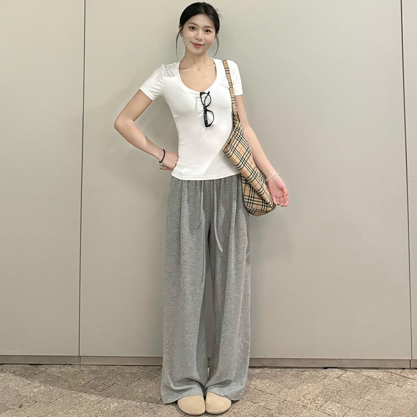 Gray Ice Silk Modal Pants Women's Summer Thin Casual Walking Drape Wide Leg Pants Little People Dance Sports Pants