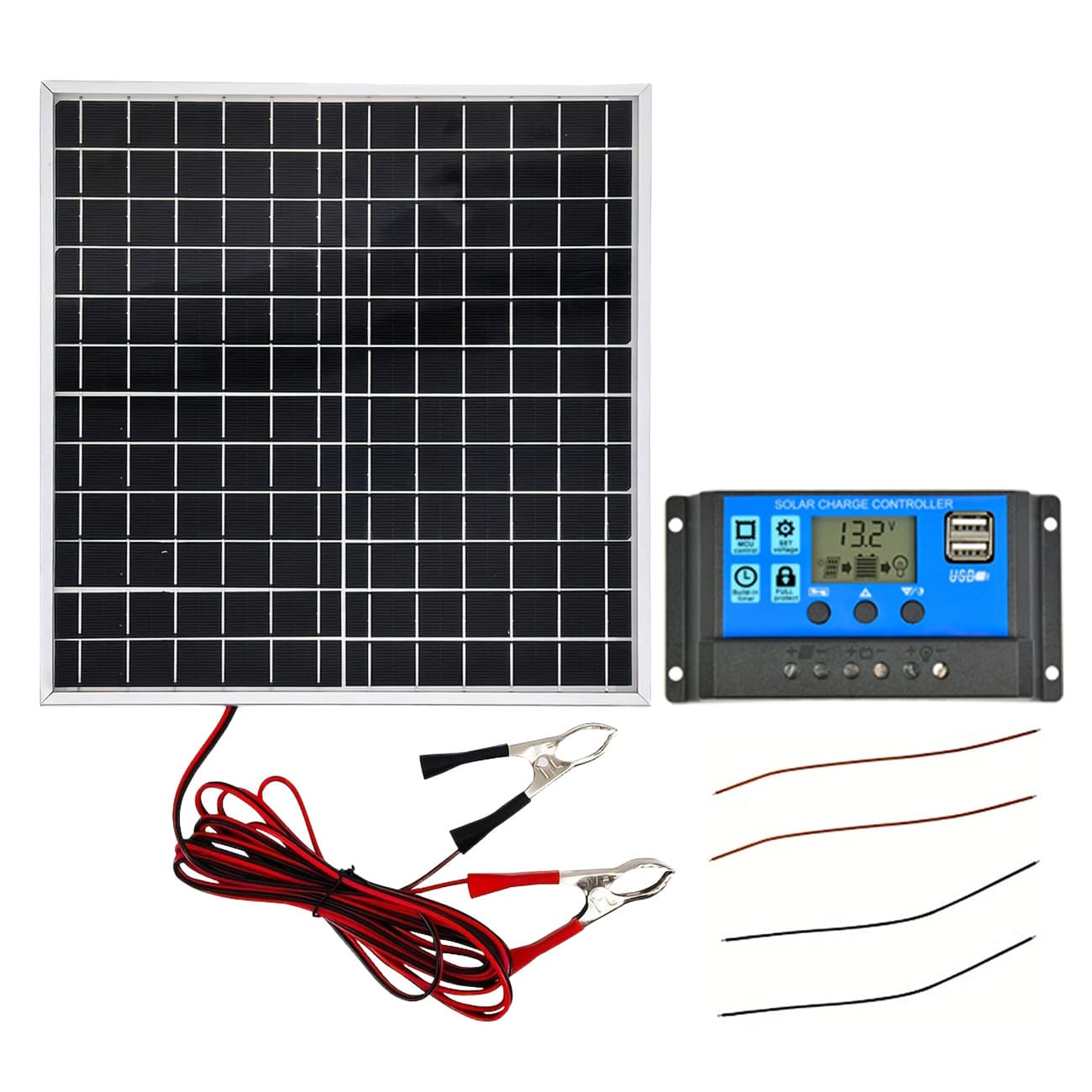 Cross-border e-commerce 45W framed IP65 waterproof solar panel 23.5*23.5 photovoltaic panel 12V power generation charging for outdoor