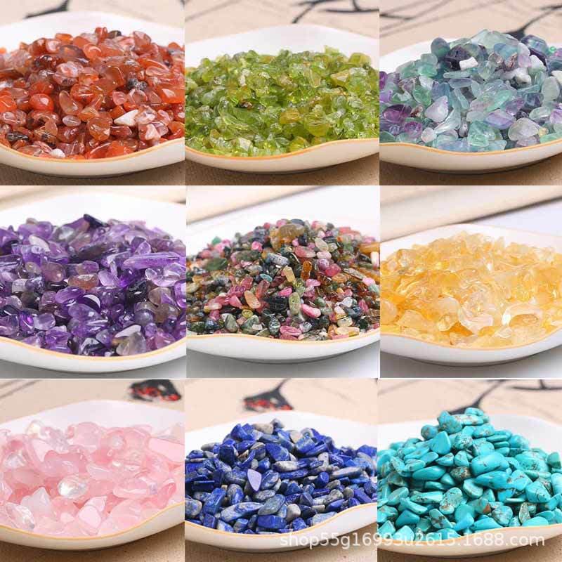 Natural Clear Crystal, Yellow Crystal, Amethyst, Tiger's Eye, Aventurine, Agate, Moonstone, Peridot Chips for Cleansing Stones