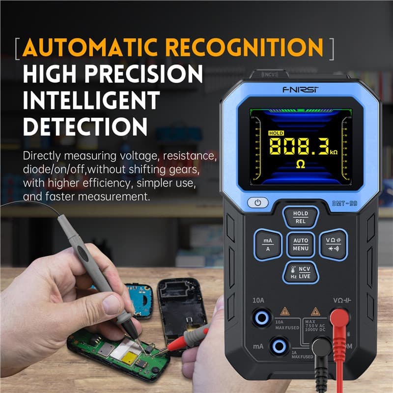 FNIRSI DMT-99 Digital Multimeter High Precision Smart Anti-Burn Multi-Function Fully Automatic Digital Display for Electricians