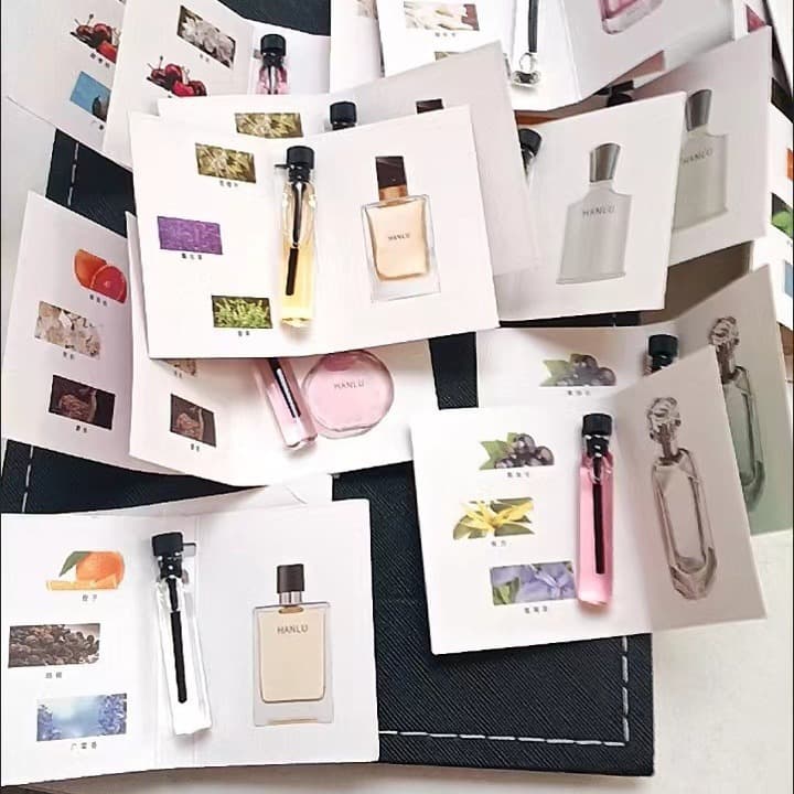 2ml Factory Wholesale Hanlu Brand Card Perfume Sample Unisex Perfume Q Version Trial Size Long-Lasting Light Fragrance
