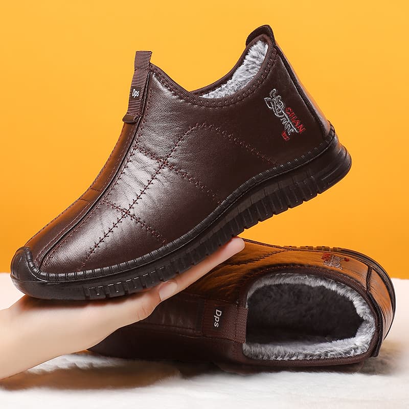 Men's Cotton Shoes Polyurethane Cold-Proof Men's Shoes New Style Warm Short Boots Shallow Mouth Comfortable Cotton Boots Fleece-Lined Thickened Boots Men's