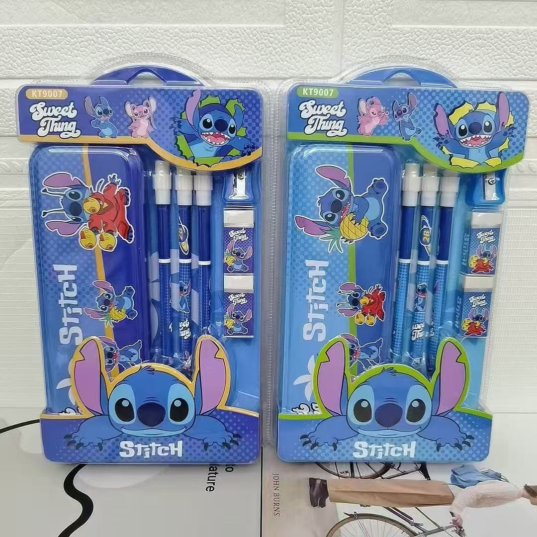 New Cartoon Creative Stitch Pencil Stationery Set for Kindergarten and Elementary School Students, 4-Piece Gift Set