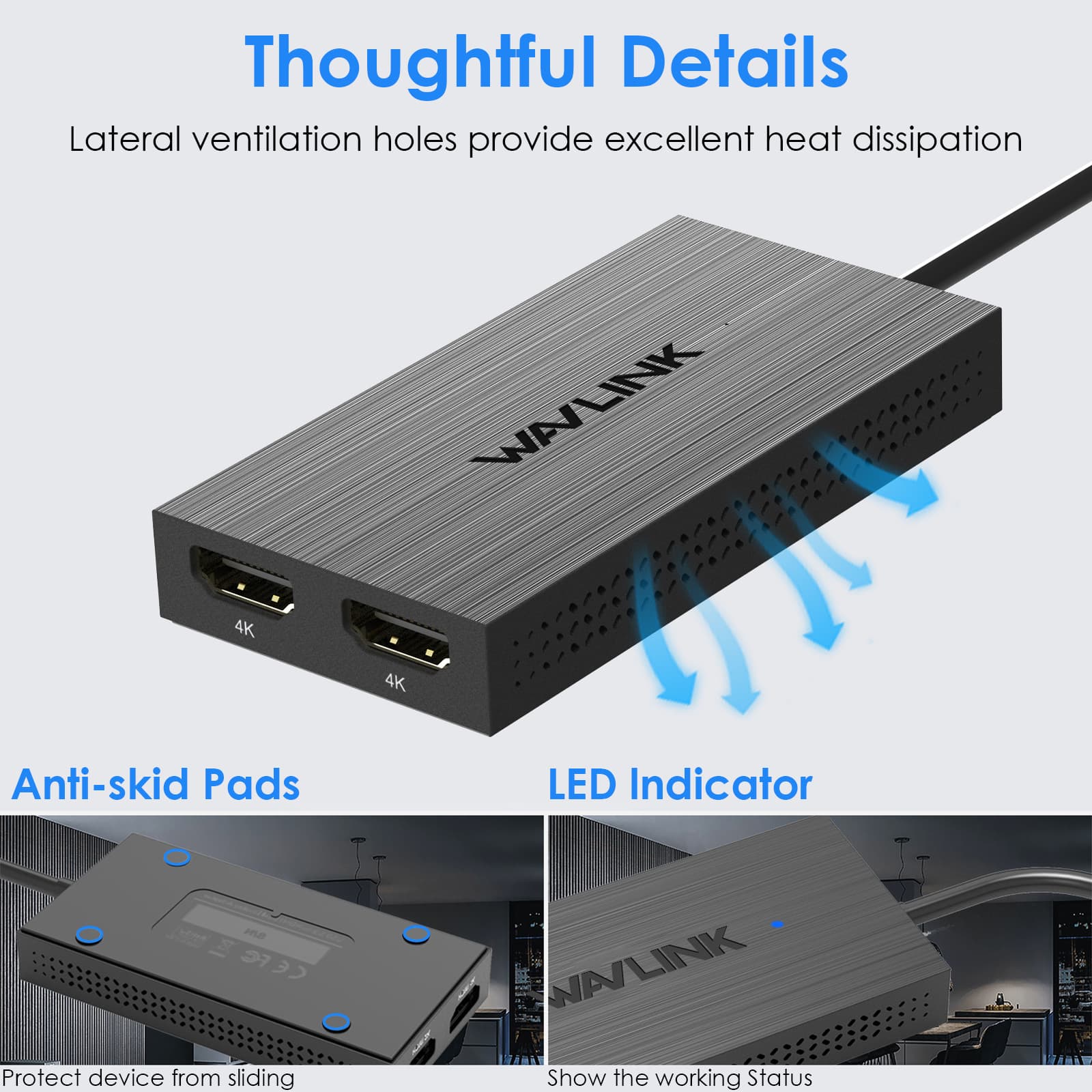 4K60Hz HD Video Extender USB-C to Dual HDMI Display Adapter for Mirroring and Extending