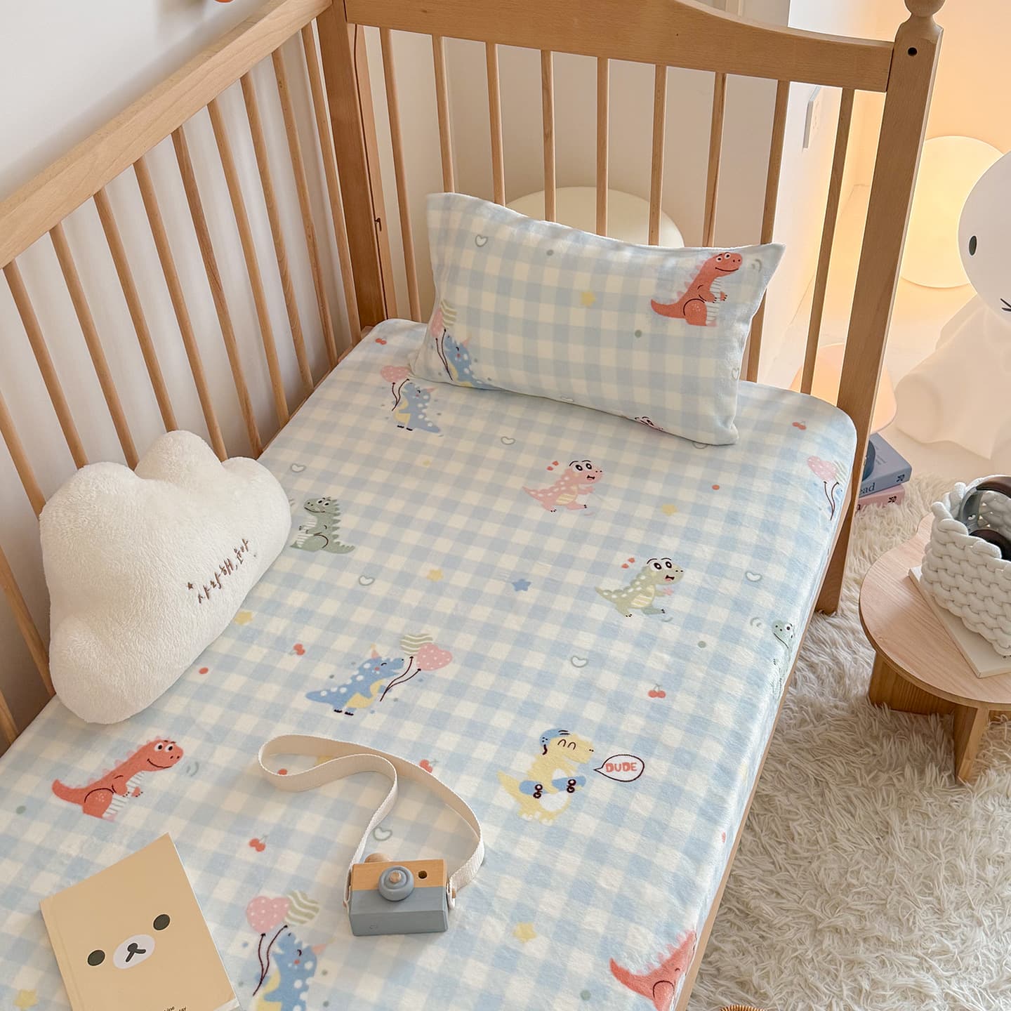 Cartoon Crib Baby Autumn and Winter Milk Velvet Baby Bed Sheet Children's Anti-Slip Bed Sheet Bed Cover