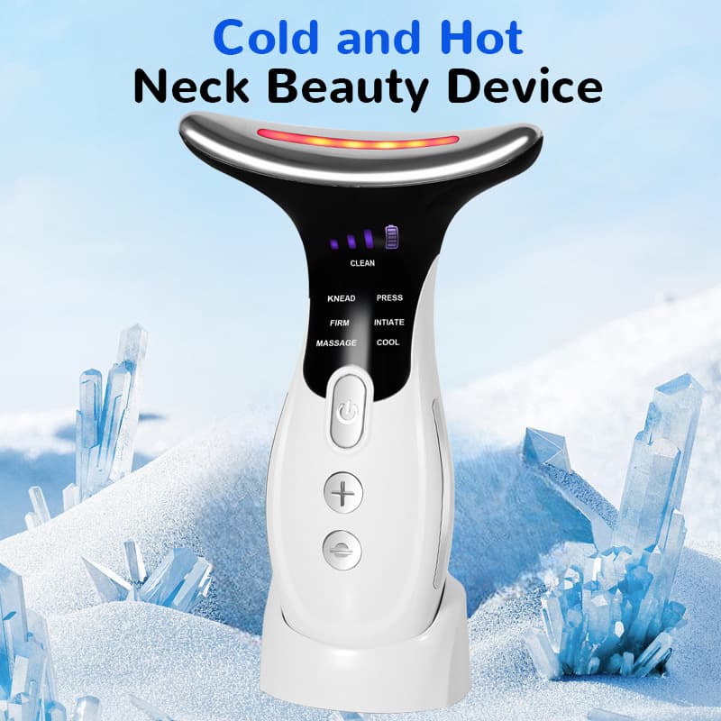 New Cold and Hot Compress Beauty Device for Reducing Neck Wrinkles, Color Light Skin Rejuvenation, Microcurrent Neck Lift, and Facial Lifting