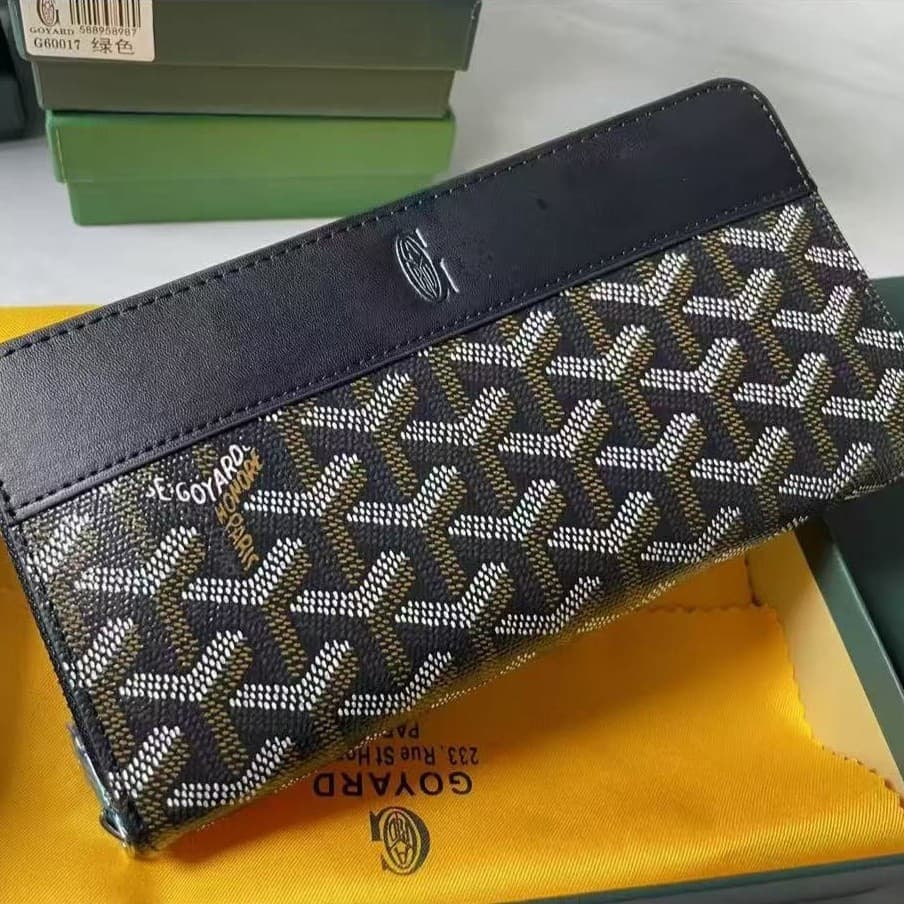 New Goya Dog Tooth Wallet Y-Print Long Zipper Wallet Multi-Card Slot Large Capacity Goya Wallet