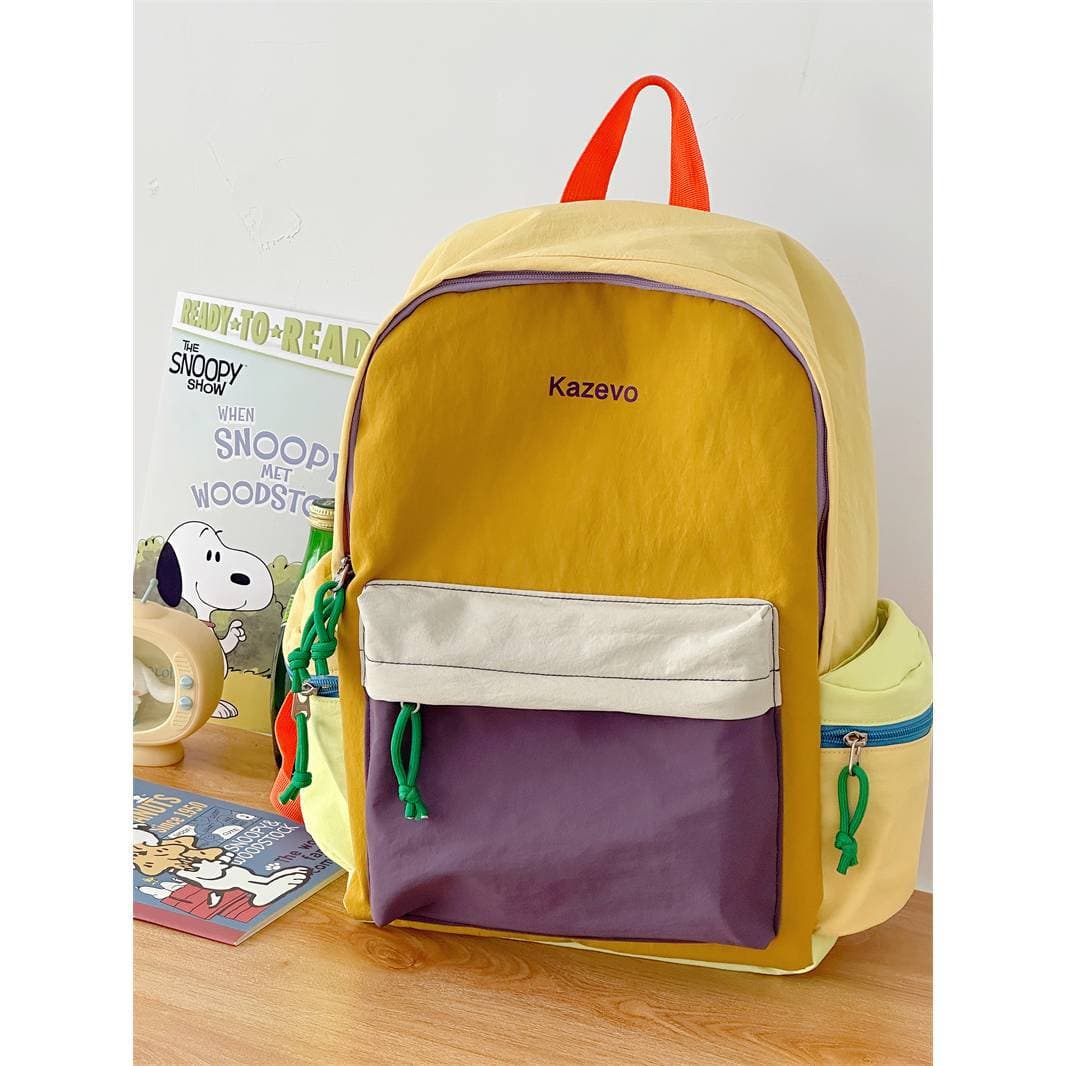 Student party backpack female dopamine color matching high-value school bag outdoor leisure travel bag college style small backpack
