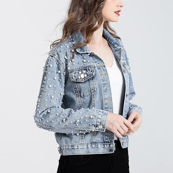 Fashionable Women's Slim Fit Diamond Embellished Denim Jacket New Style Heavy Embroidery Outerwear Top Quality Chinese Brand
