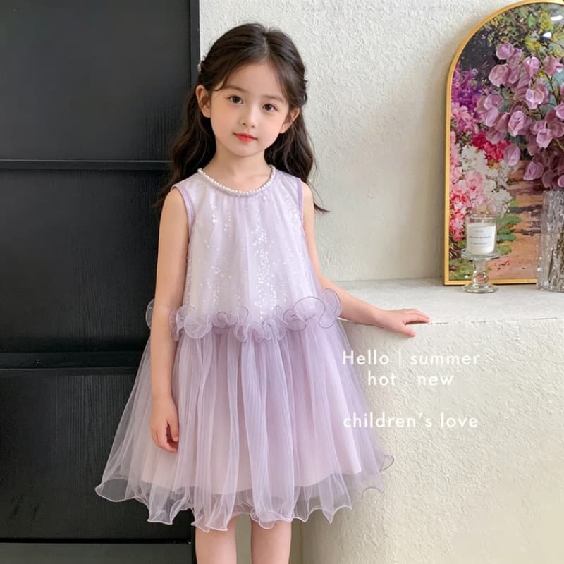 Girls Sleeveless Sequined Mesh Dress 2026 New Baby Style Princess Dress Puff Dress Birthday Dress