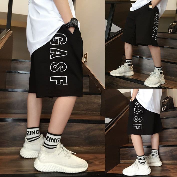 Summer Japanese Style Trendy Boys 2026 Older Kids Printed Letter Sports Pants Five-Point Pants Quick-Dry Pants Hip-Hop Shorts