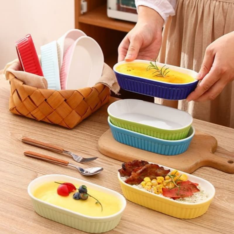 Pudding Ceramic Baking Dish, Gratin Bowl, Oven-Safe Casserole for Home Baking
