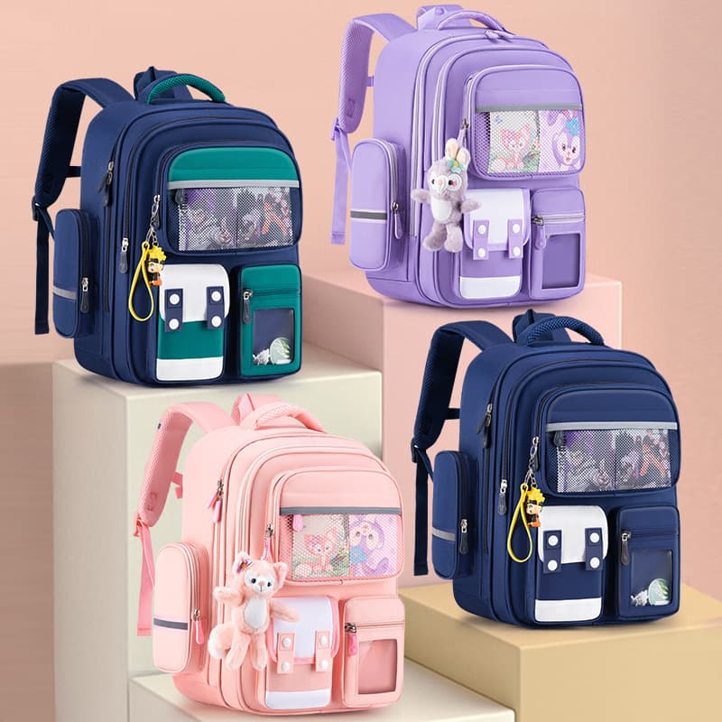 Cute Kuromi Backpack for Grades 1-6, Lightweight Ergonomic Spine Protection, School Bag for Kids
