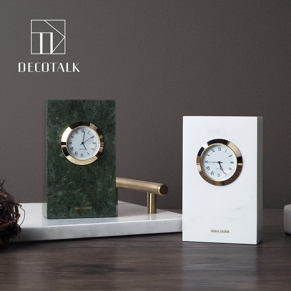 DecoTalk Marble Table Clock Showroom Living Room Bedroom Decorative Accessory Nordic Silent Desk Clock