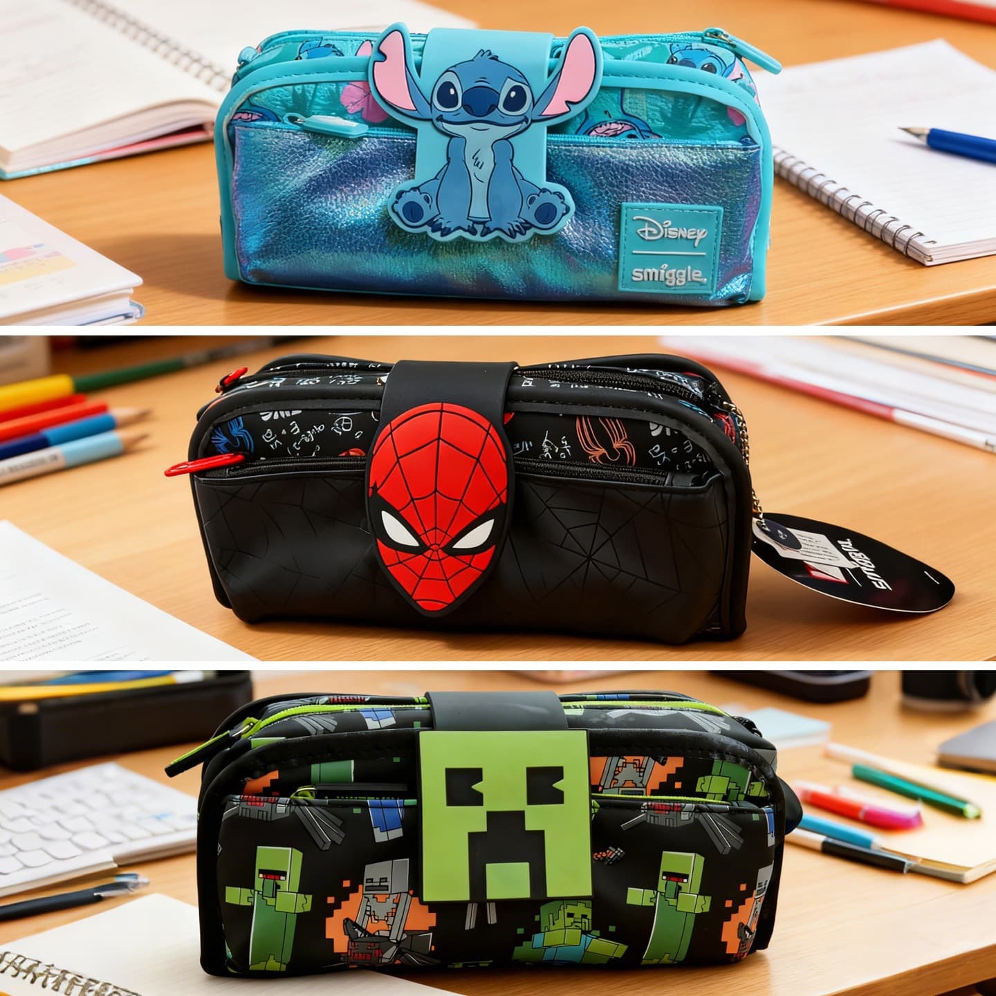 Australian Smiggle Pencil Bag Large Capacity Student Stationery Bag Double-Layered Pencil Case 2025 New Popular Pencil Bag