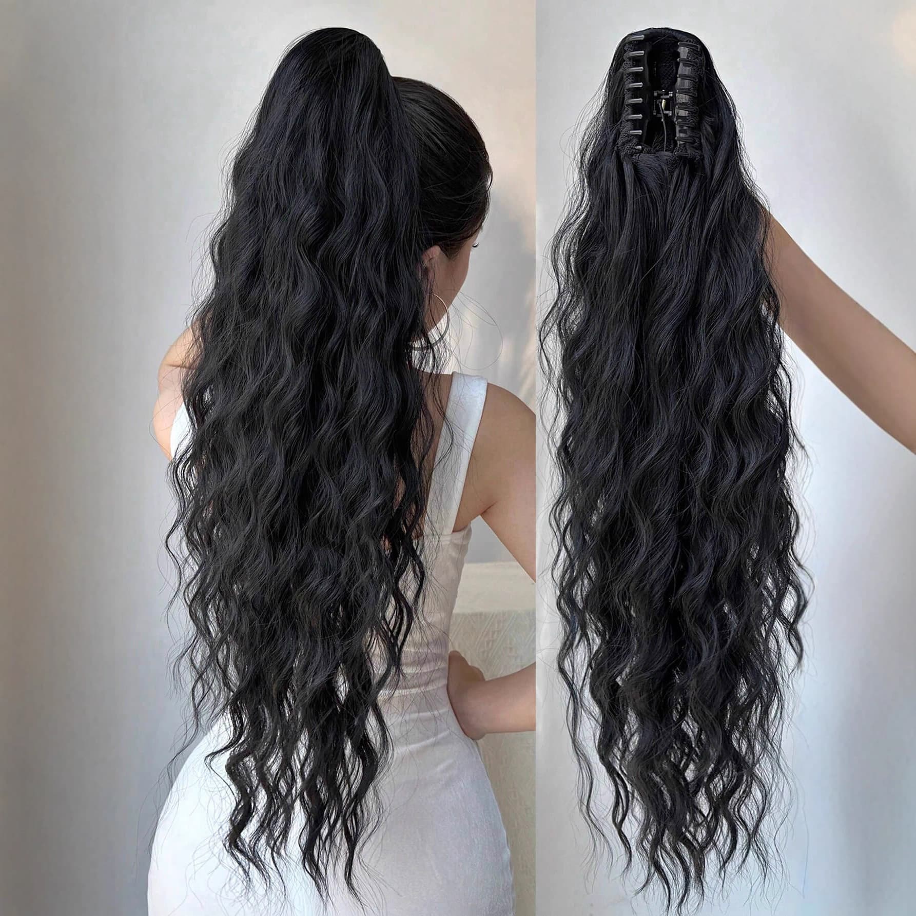 Cross-Border Hot Selling Ponytail Wig Women European American Cornrow Big Clip Ponytail Braid Hair Extension Ponytail 26 Inches