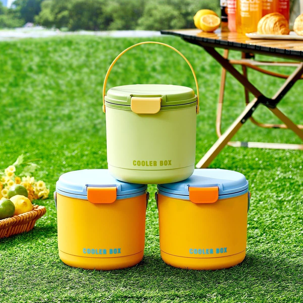Portable Ice Bucket for Outdoor Picnic Camping, Insulated Cooler with Home Press Ice Cube Mold, Thermal Insulation Bucket