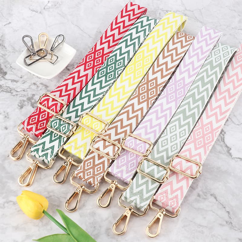 New Embroidered Jacquard Bag Strap Adjustable Replacement One-Shoulder Diagonal Women's Bag Shoulder Strap Ethnic Style Bag Strap Accessories