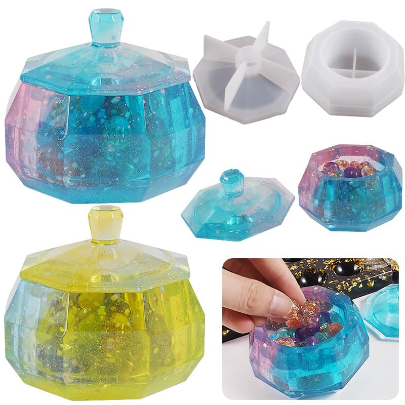 Diy Crystal Drip Glue Storage Box Mold Cutting Gem Jewelry Storage Box Epoxy Resin Can Silicone Grinding