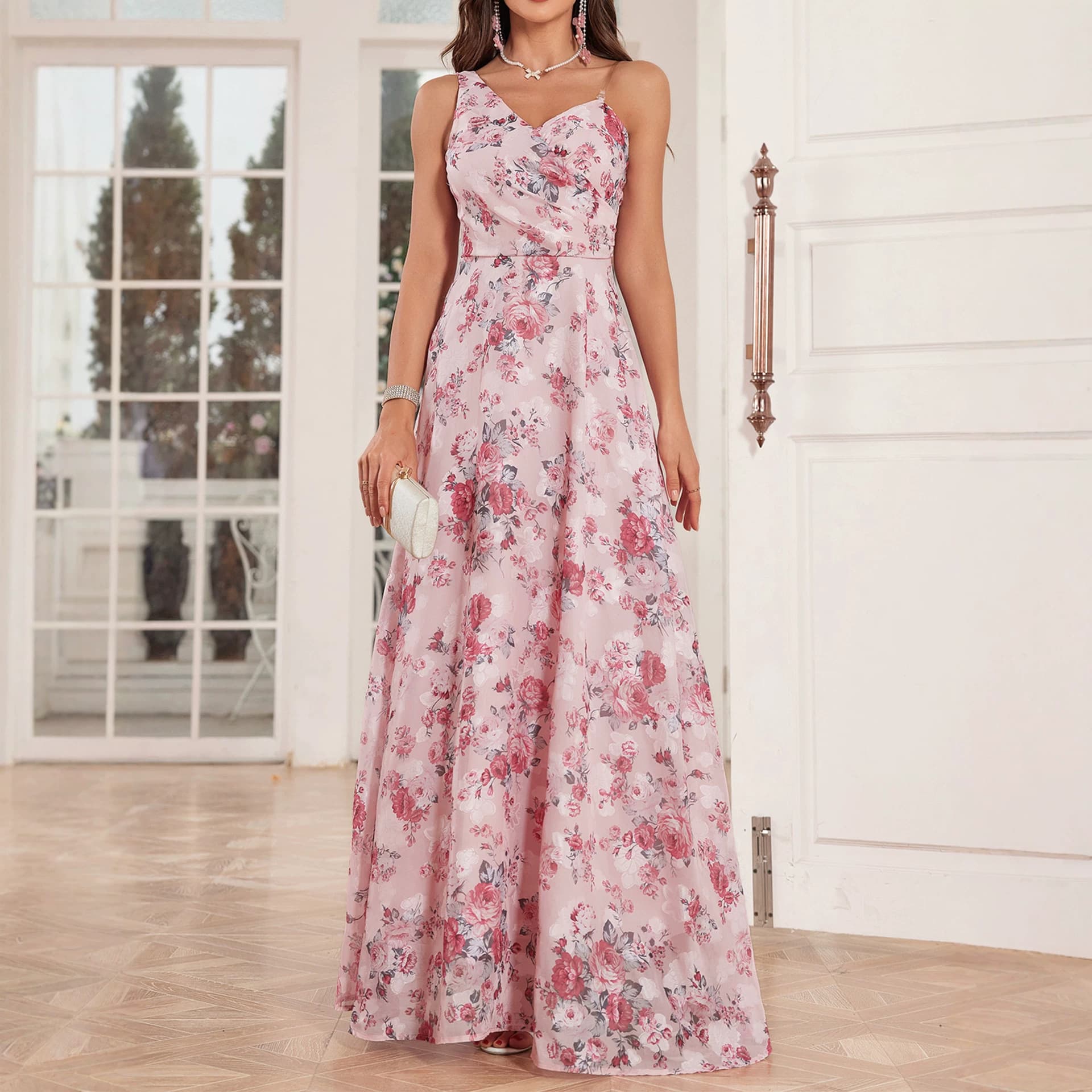 Cross-Border French Fresh Mint Green Gown, Off-Shoulder Camisole Ruffle Midi Dress, Outdoor Light Wedding Bridesmaid Dress