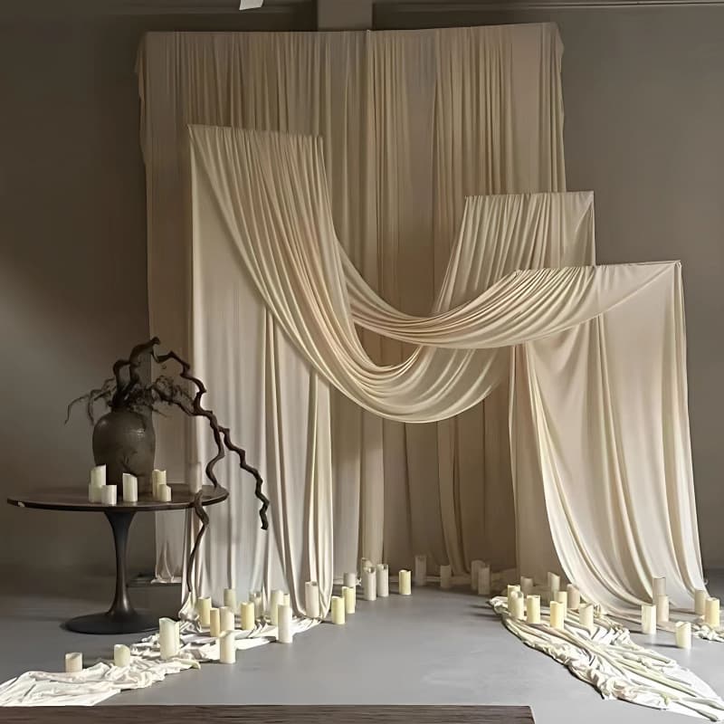 Wedding Ceiling Cloth Wedding Ceiling Cloth Rose Red Stretch Fabric Stage Decoration Cloth Milk Silk Water Wave Curtain Fabric