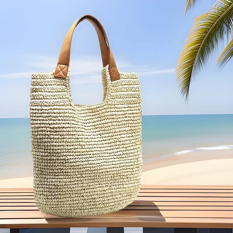 Straw Woven Bag Vintage Single Shoulder Simple Fashion Woven Bag Beach Bag Seaside Vacation Style Tote Bag Large Bag