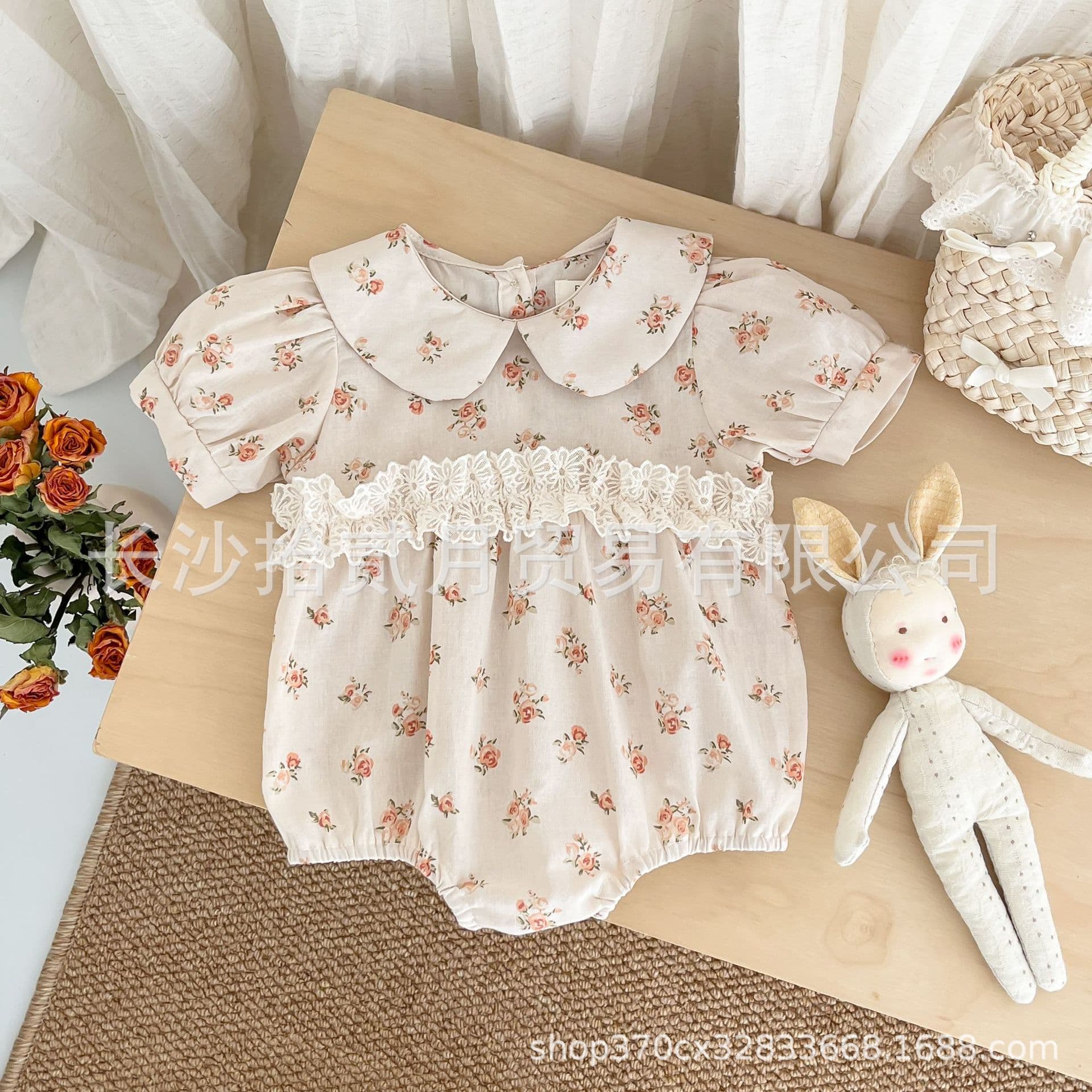 Baby Girl Summer Floral Bodysuit for Newborns, 0-3 Months, Cute Infant Romper