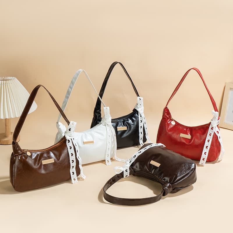 Soft pu leather satchel bag, small underarm fashionable women's bag, 2025 oil leather trend new style, versatile portable armpit bag