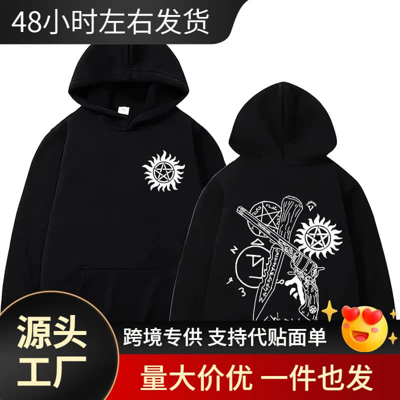 Cross-border European code tNew Supernatural Print 2D Hoodie Women Men Causal F