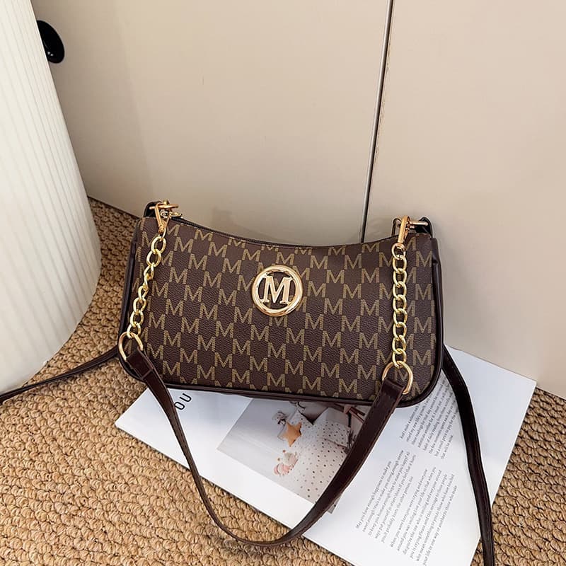 New Cross-Border French Niche Underarm Bag Stylish Trendy Shoulder Bag Letter Print Crossbody Bag Crescent Bag