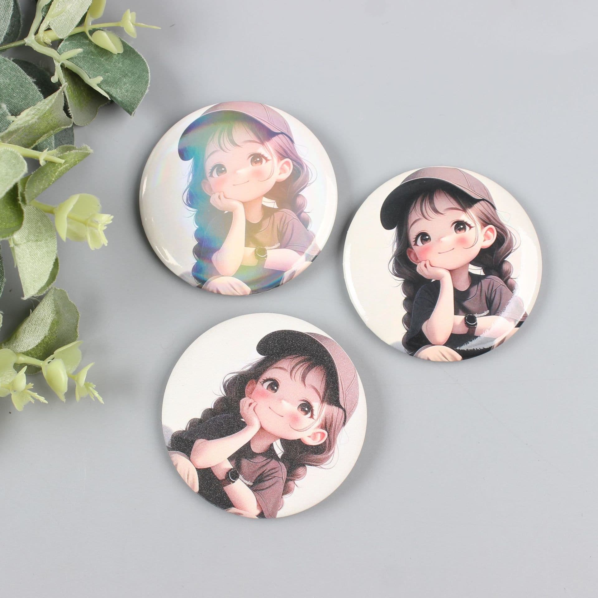 Double flash bar badge custom cartoon tinplate badge animation peripheral badge creative round badge brooch
