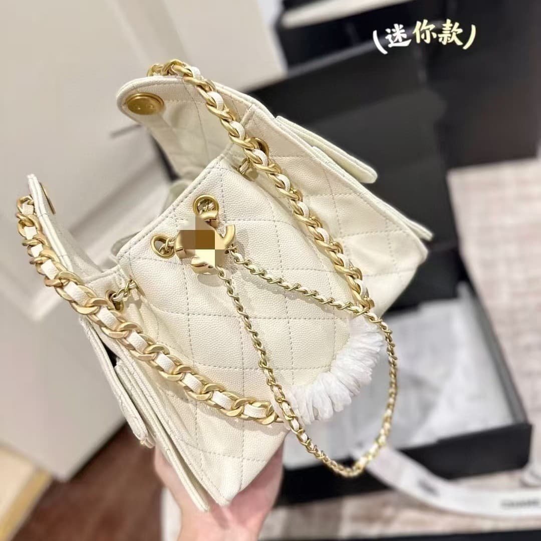 Original Leather Xiaoxiangfeng 25C Drawstring Bucket Bag Retro Quilted Hobo Armpit Bag Hippie Bag Shoulder Handbag