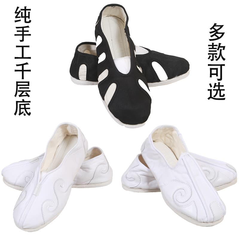 Junran Pure Handmade Thousand-Layer Sole Taoist Ten Directions Shoes for Practitioners, Lay Buddhists, Traditional Tai Chi, Martial Arts, Standing Posture, and Health Preservation - Unisex Cloth