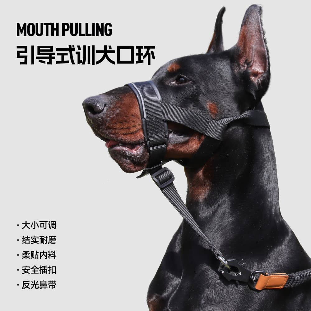 New Dog Muzzle, Leashable Anti-Bite Anti-Bark Leather Adjustable Muzzle for Medium and Large Dogs, Wholesale in Stock