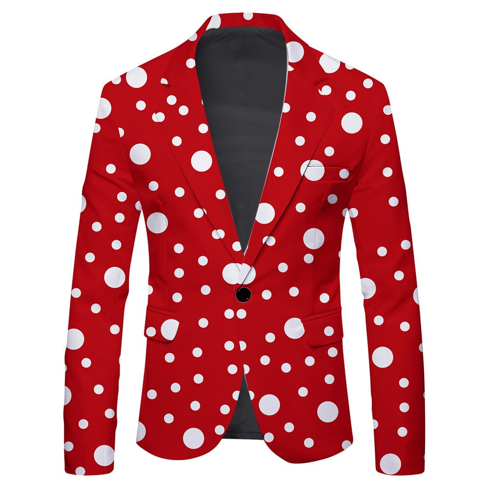 Foreign trade men's single-row one-button polka-dot print casual suit jacket British fashion slim suit top for men