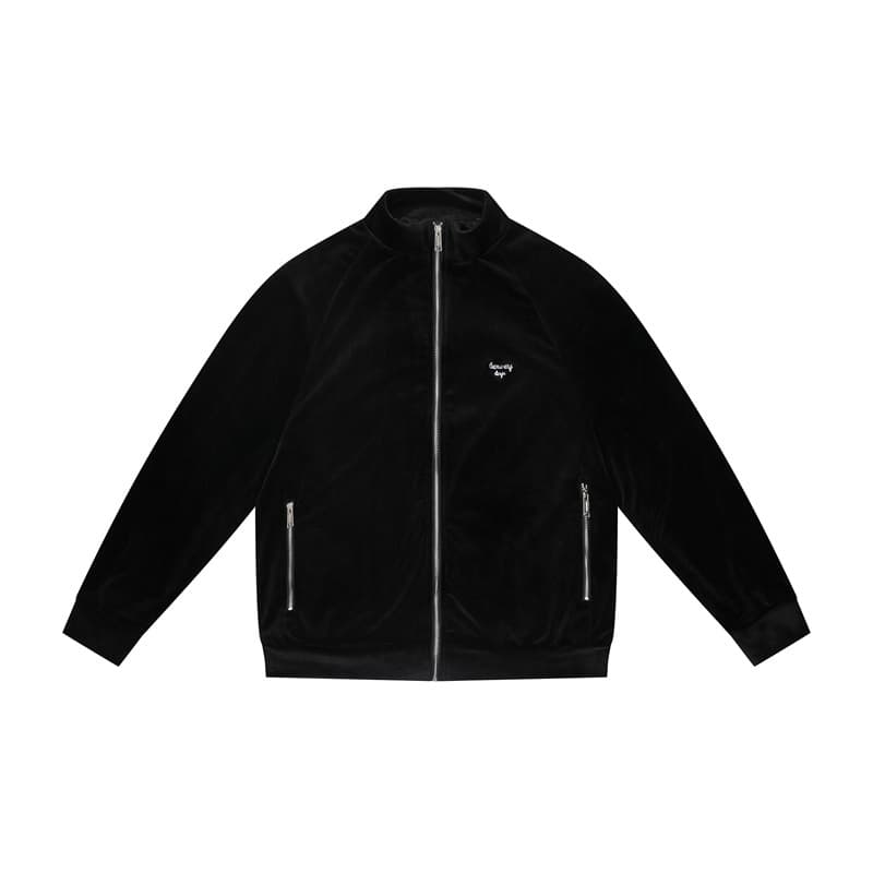 TEAM WANG Jackson Wang Same Style Embroidered Letter Velvet Casual Jacket Unisex Zip-Up Top Cross-Border