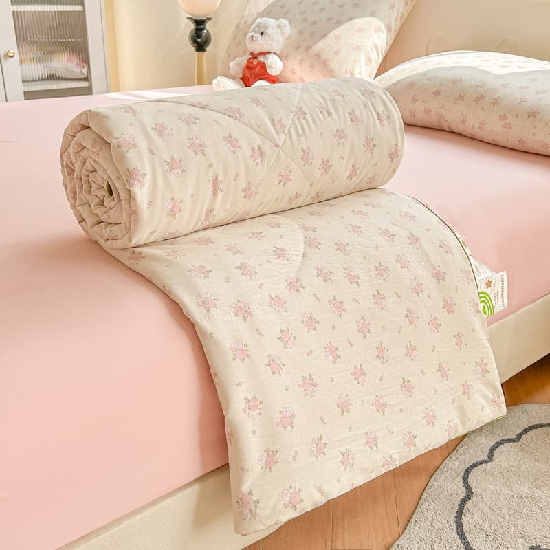 Class A Double-Layer Gauze Washed Cotton Summer Quilt Air Conditioning Blanket Fresh Summer Cool Blanket Thin Blanket Gift Blanket Machine Washable