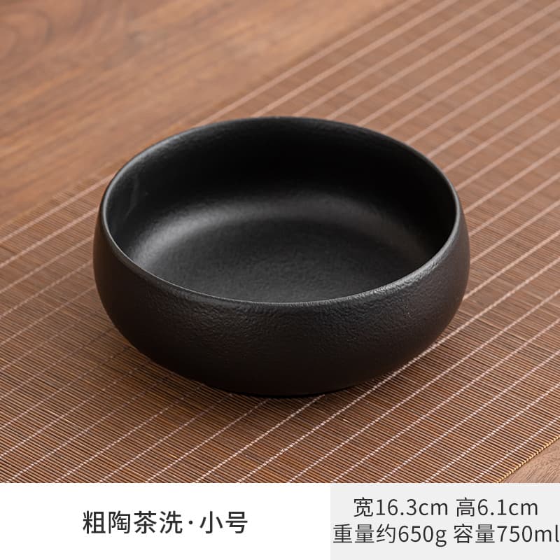 Large Coarse Pottery Tea Rinse, Kung Fu Tea Set Accessory, Home Use Tea Cup and Bowl Rinser, Small Vintage Brush Washer Vessel
