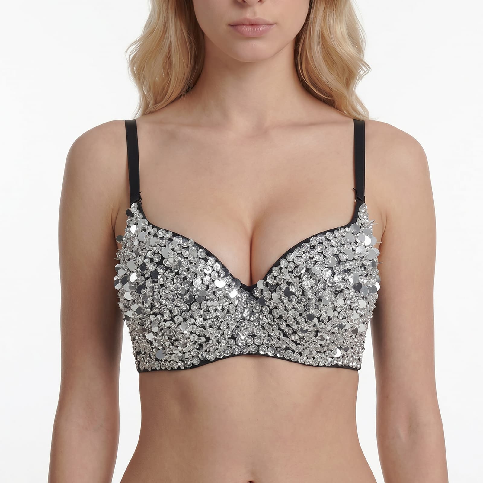 Meihua European and American Sequins Performance Top Bar Stage Bra Underwear Push-up Bra Performance Top