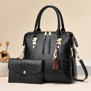 Taizhou Women's Bag Fashion Crocodile Pattern Mother-Child Bag Large Capacity Popular Women's Bag Tassel Pendant Handbag Crossbody Bag
