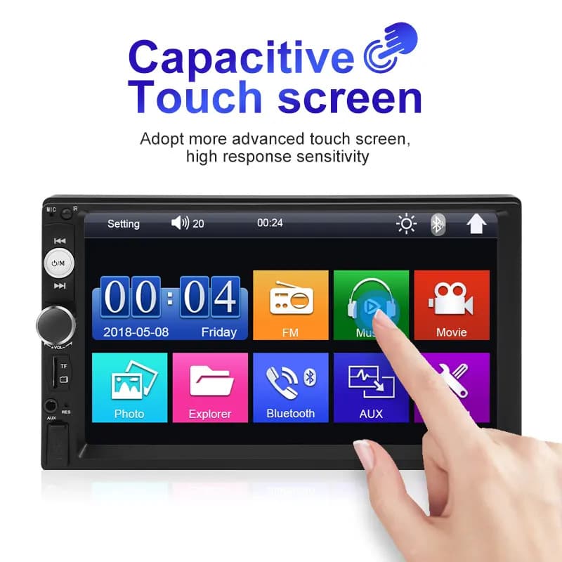 7-inch Car MP5 Player Double Din Bluetooth Hands-free MP4 Multimedia Radio 7018B with Reverse Camera