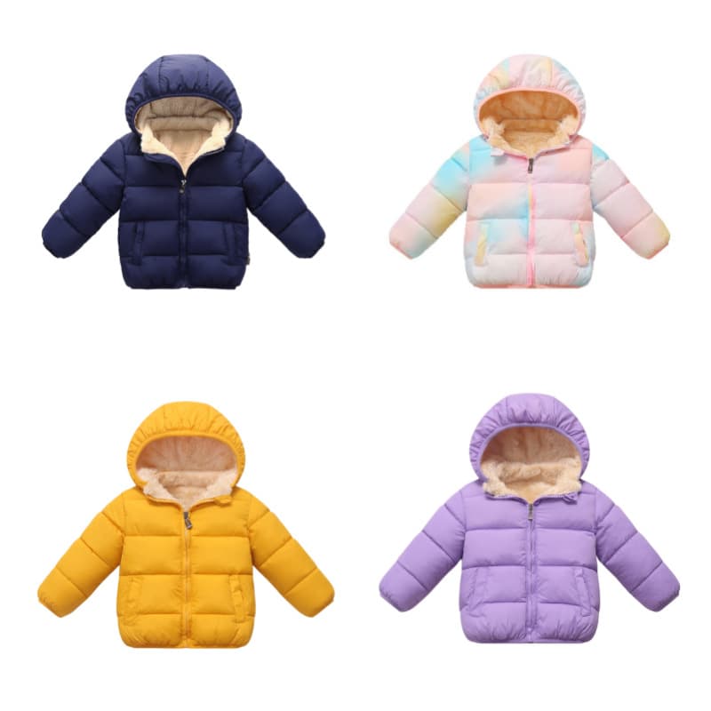 New Children's Down Cotton Coat for Boys and Girls, Fleece-Lined Solid Color Baby Detachable Hood Cotton Jacket for Export