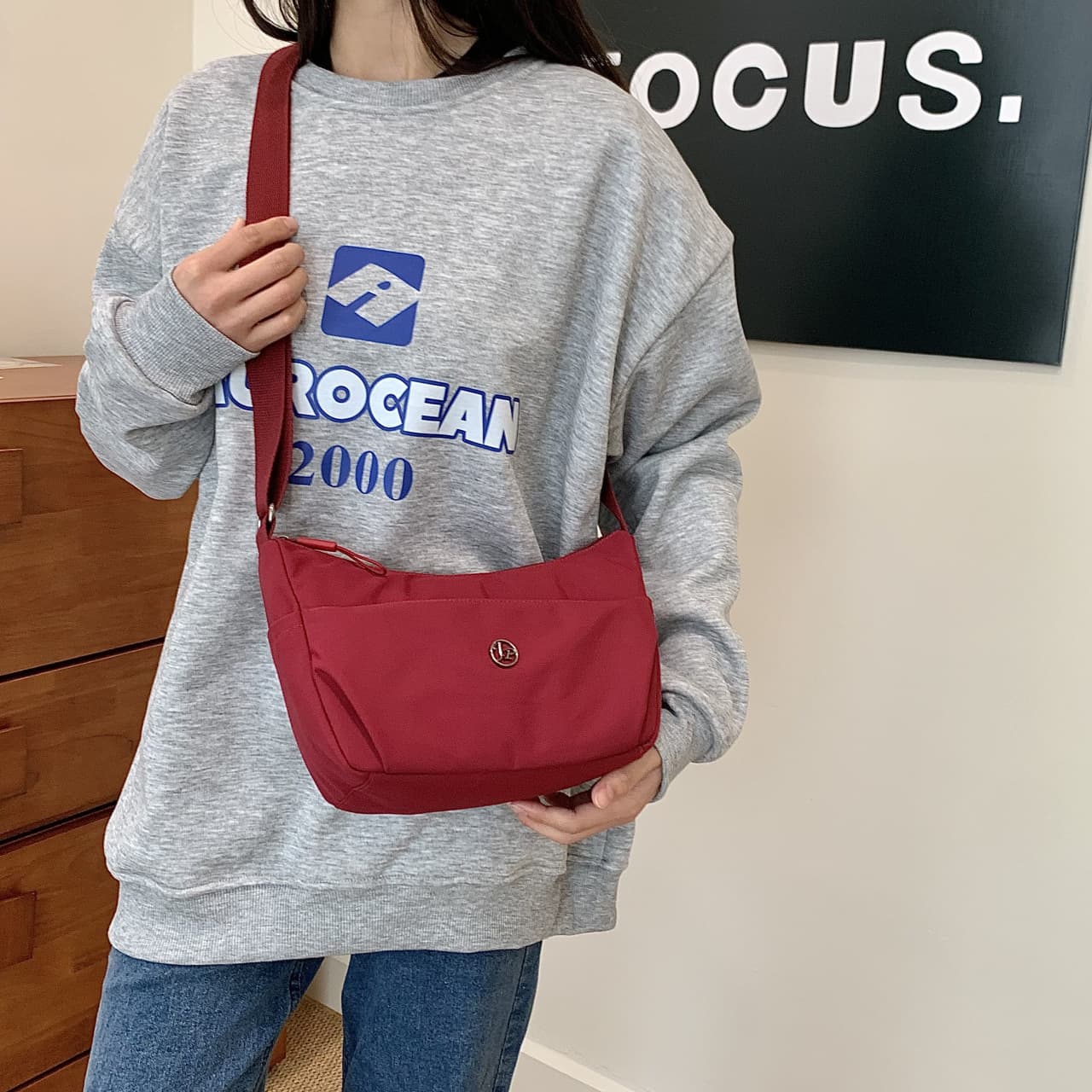 2025 New Women's Oxford Cloth Crossbody Bag Men's Shoulder Bag Korean Style Chest Front Trendy Casual Small Backpack Crossbody Bag