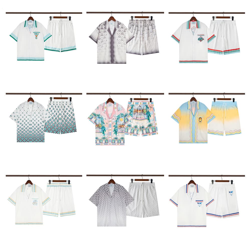 25 Cross-Border Trendy Brand Casablanca Casa Full-Print Pattern Short-Sleeved Shirts for Men and Women High Street Casual Shorts Suits