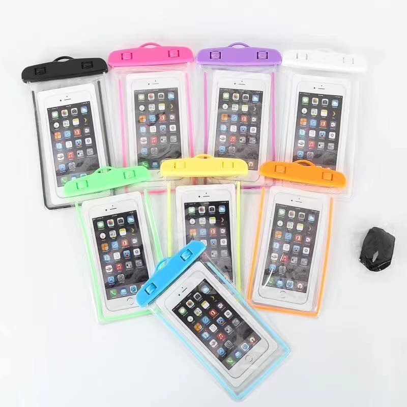 Glow-in-the-Dark Fluorescent Waterproof Phone Pouch, Solid Color Transparent Outdoor Rafting Swimming Diving Phone Protective Bag for Scenic Spot Wholesale